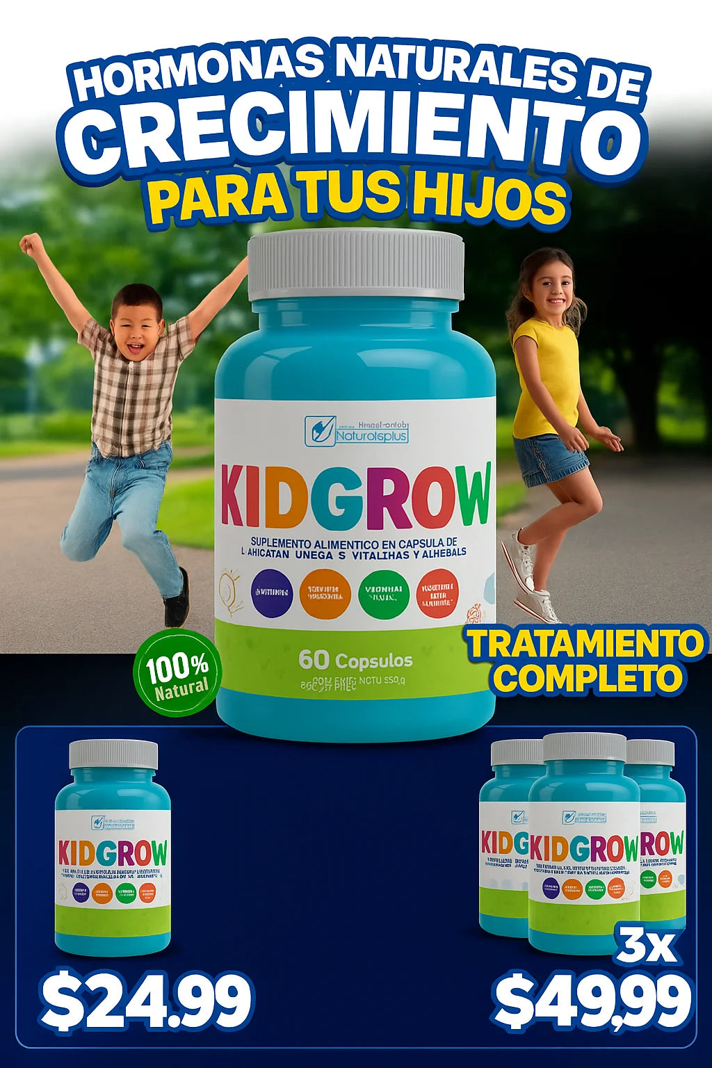 Kidgrow 60 Cap Crecimiento Niños